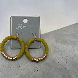 Aproject Yellow Beaded Hoop Earrings Gold Accent Statement